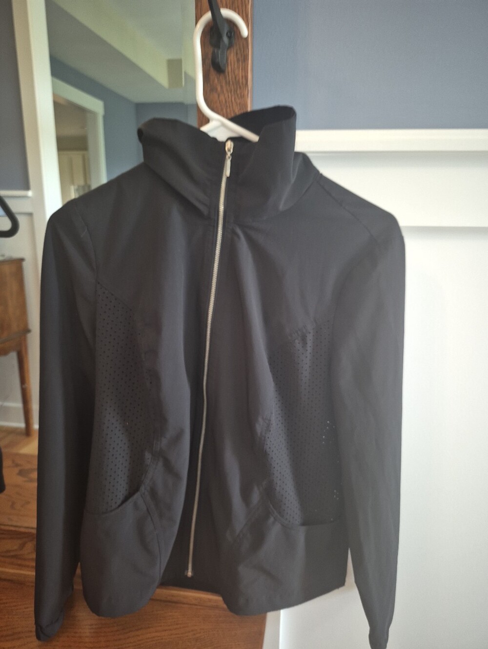 Women's Chico's Weekends Black Perforated Zip Utility Jacket - Picture 7 of 10